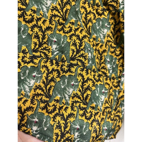 J.Crew Ratti Elephant Print Off-the-Shoulder Ruffle Top Gold Boho Women's Size 4 - Picture 4 of 7